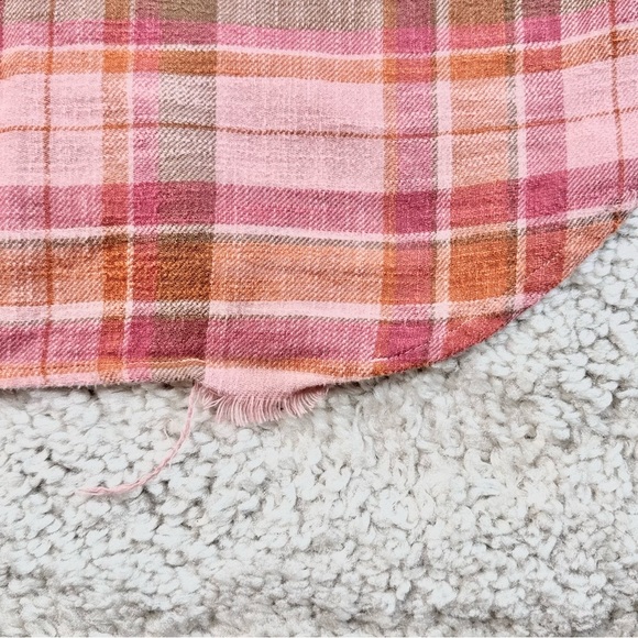 American Eagle Plaid Flannel Shirt. Factory Distressed Tears Rips Pink. Medium - Picture 6 of 9